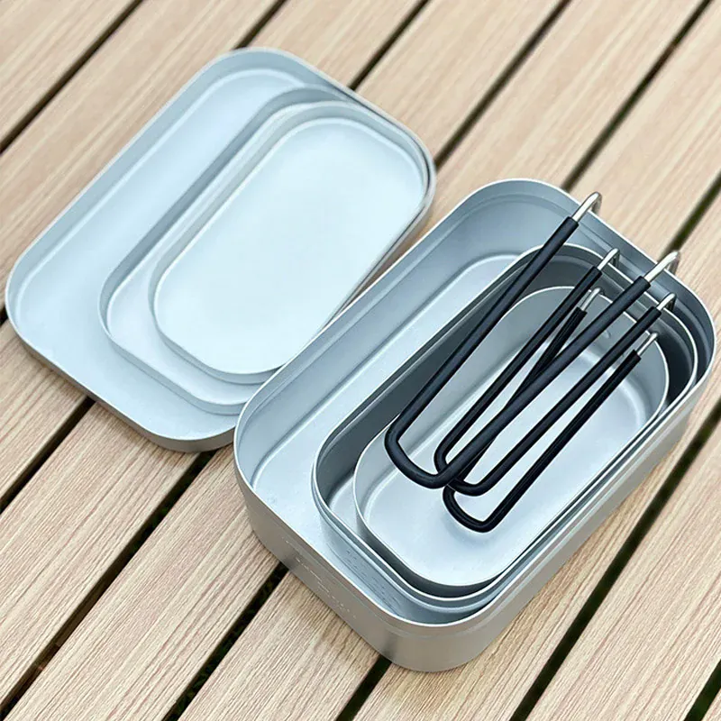 Bento Aluminium 2 Compartiments Pliables pour Camping et Pique-Nique
