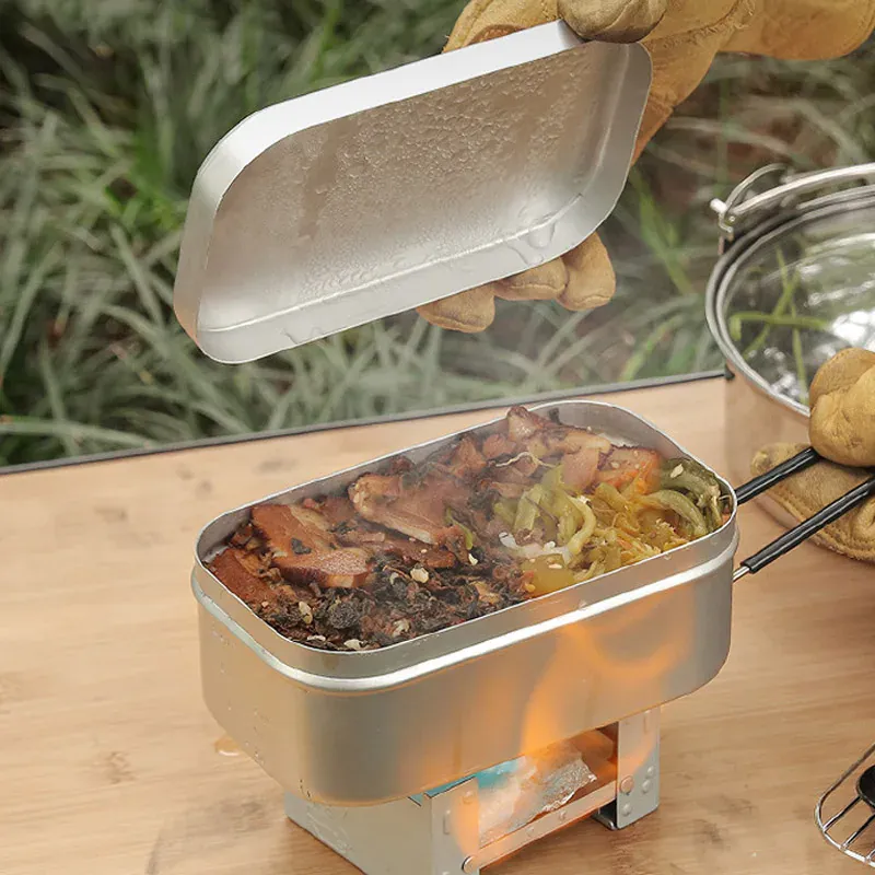 Bento Aluminium 2 Compartiments Pliables pour Camping et Pique-Nique