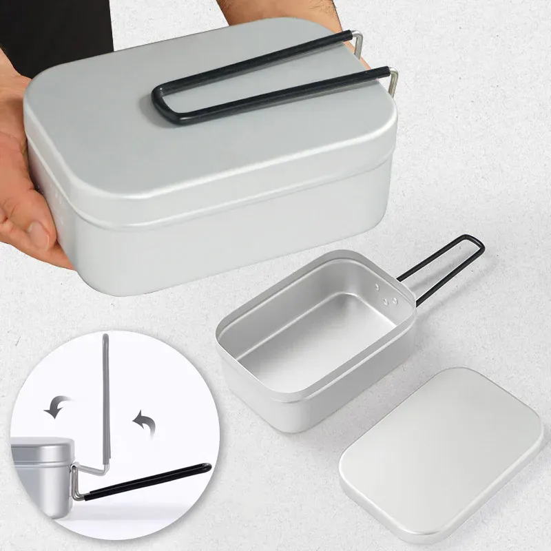 Bento Aluminium 2 Compartiments Pliables pour Camping et Pique-Nique
