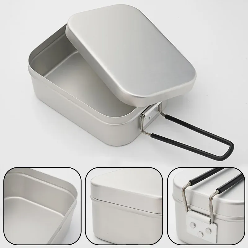 Bento Aluminium 2 Compartiments Pliables pour Camping et Pique-Nique