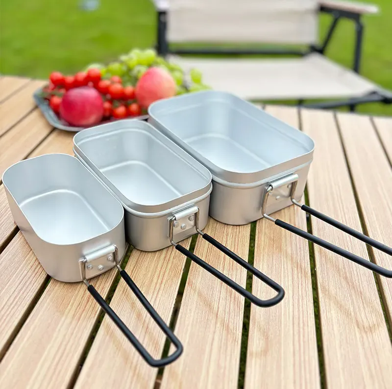 Bento Aluminium 2 Compartiments Pliables pour Camping et Pique-Nique