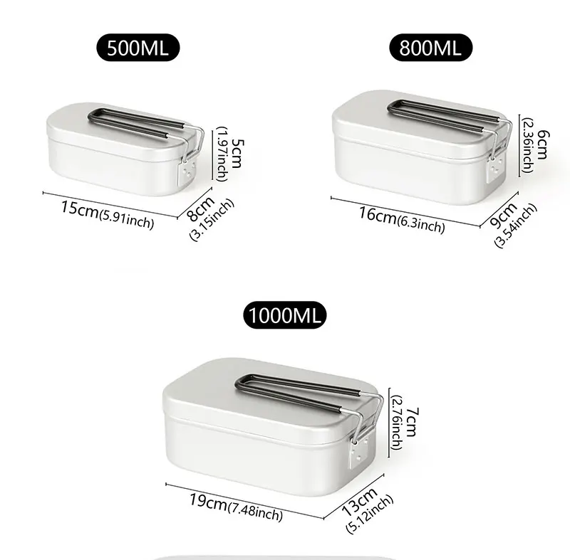 Bento Aluminium 2 Compartiments Pliables pour Camping et Pique-Nique