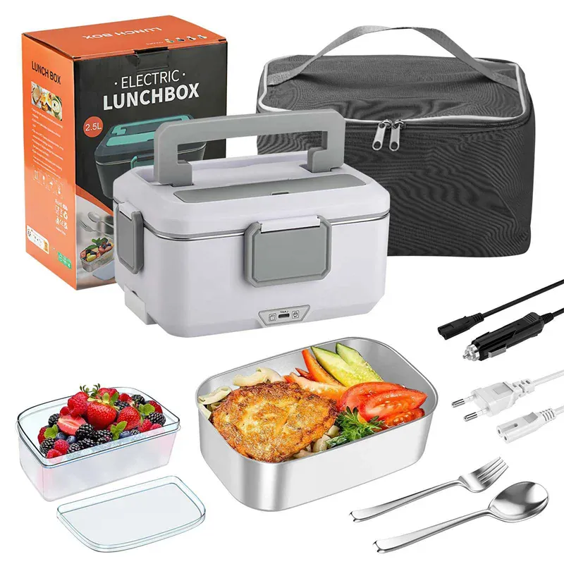 Lunch Box Électrique 90 W — Cuve Inox 304, 2,5 L, Double Tension 220 V / 12 V