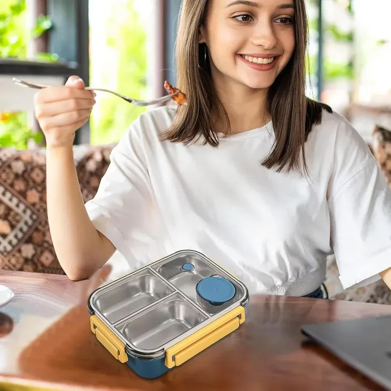 Lunchbox en Inox à 2/3 Compartiments Étanches 850ml