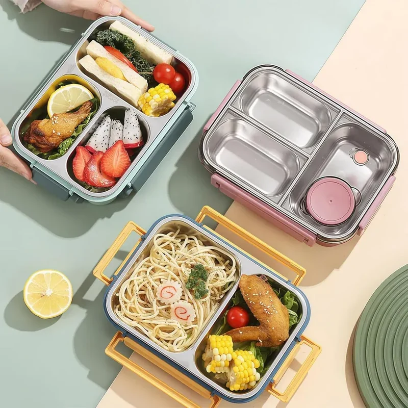 Lunchbox en Inox à 2/3 Compartiments Étanches 850ml