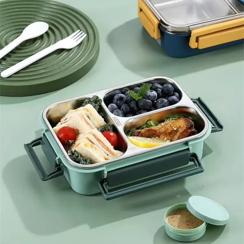 Lunchbox en Inox à 2/3 Compartiments Étanches 850ml