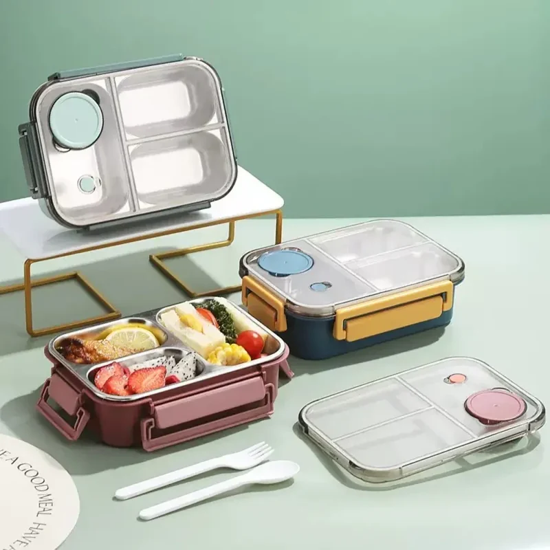 Lunchbox en Inox à 2/3 Compartiments Étanches 850ml