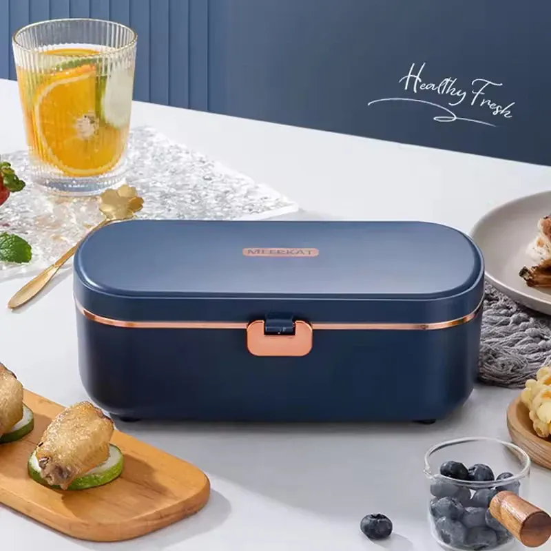 Lunch Box Chauffante Inox 304 Sans Eau 900 ml Bleue — Chauffage Sec 36 W
