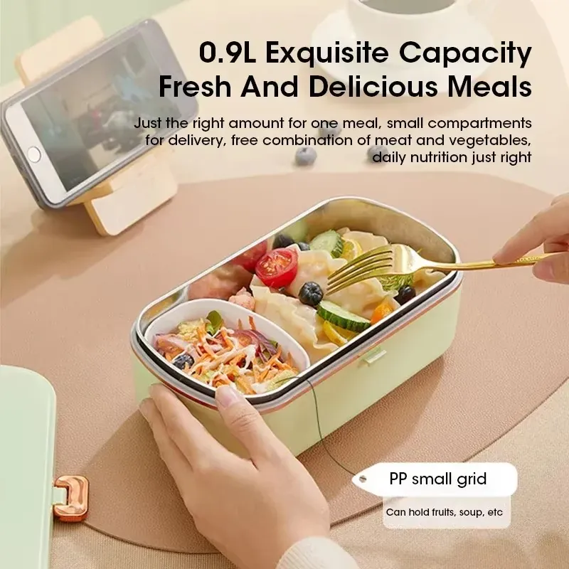 Lunch Box Chauffante Inox 304 Sans Eau 900 ml Bleue — Chauffage Sec 36 W