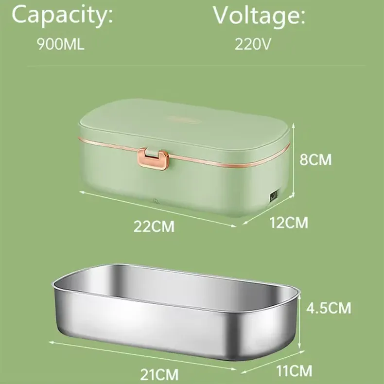 Lunch Box Chauffante Inox 304 Sans Eau 900 ml Bleue — Chauffage Sec 36 W