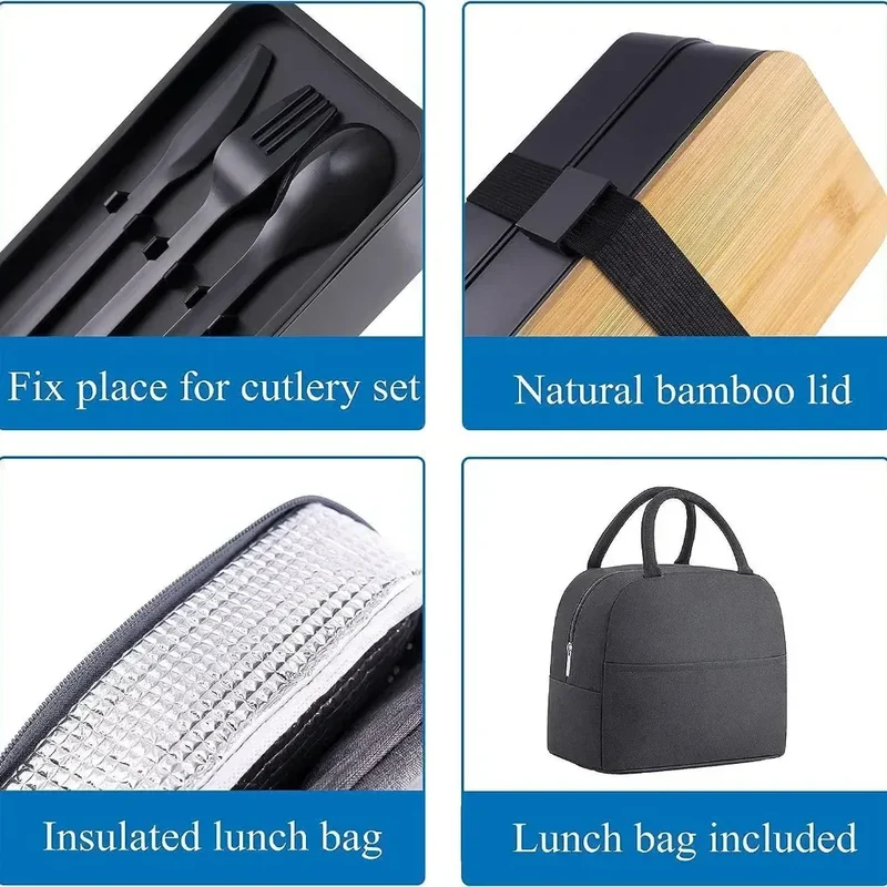 Bento 2 Étages en Plastique Écologique | Boîte à Lunch avec Couverts