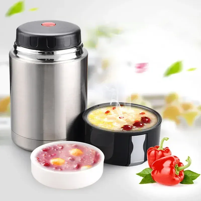 Thermos Alimentaire Inox — Isotherme 24h avec Pochette et Couverts