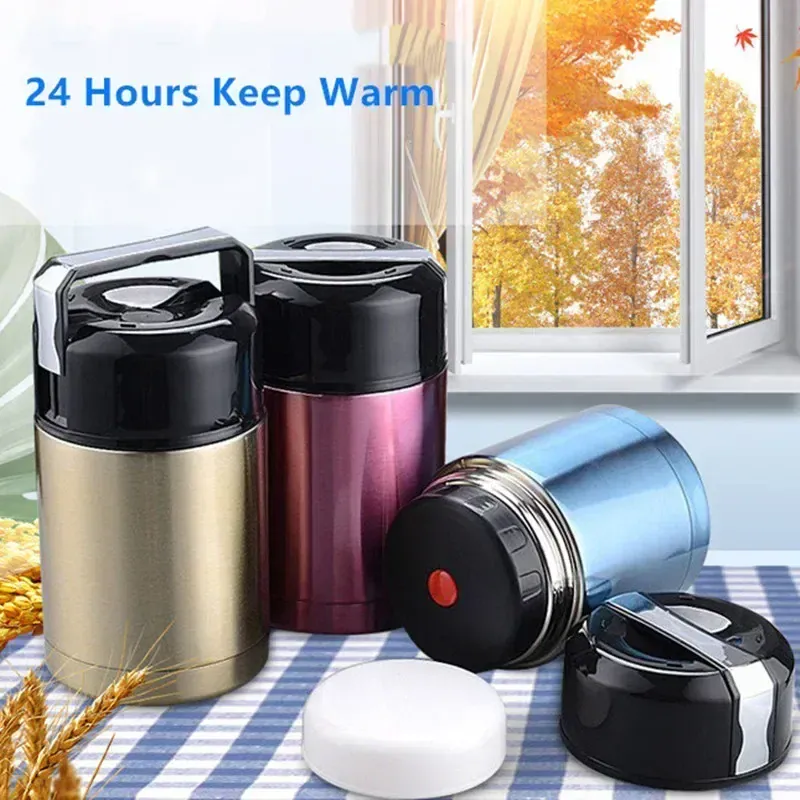 Thermos Alimentaire Inox — Isotherme 24h avec Pochette et Couverts