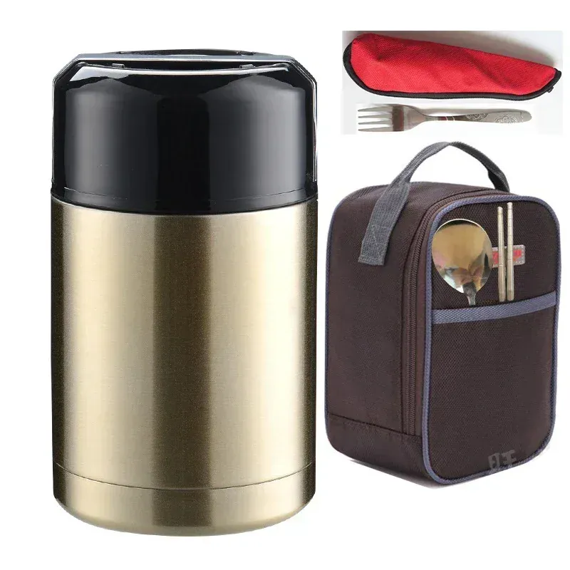 Thermos Alimentaire Inox — Isotherme 24h avec Pochette et Couverts