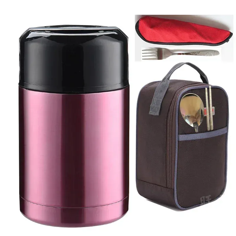 Thermos Alimentaire Inox — Isotherme 24h avec Pochette et Couverts