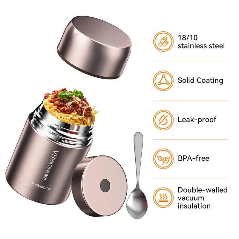 Thermos Alimentaire Isotherme Inox 316 - 16 h Chaud, 18 h Froid - 600 à 1200 ml