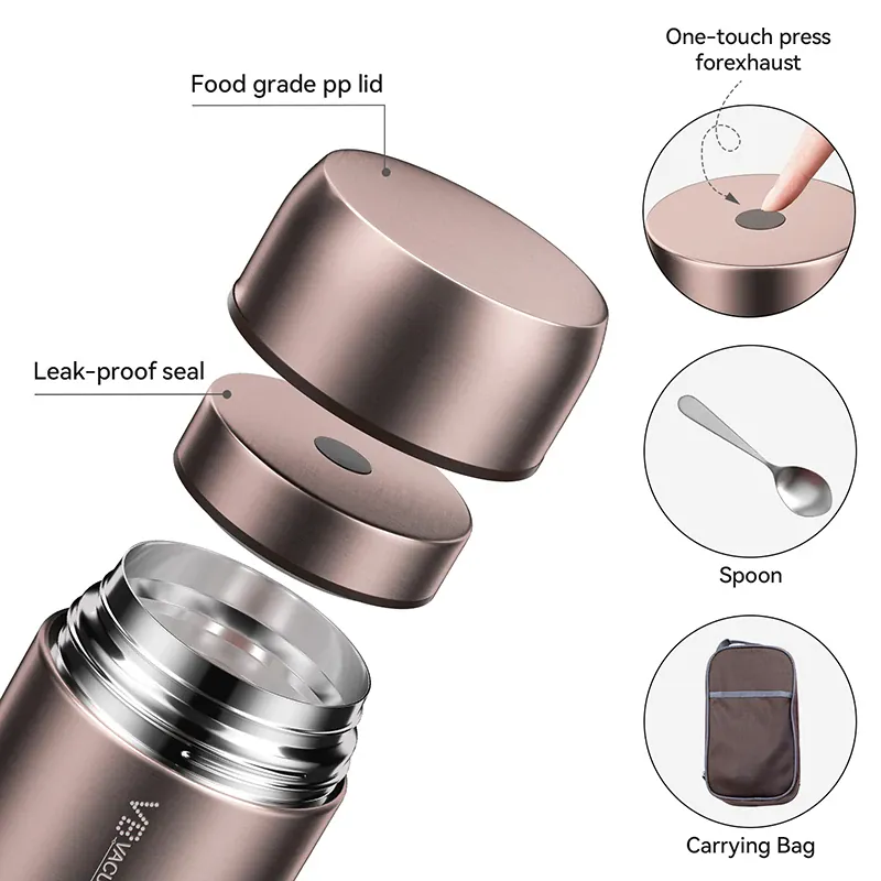 Thermos Alimentaire Isotherme Inox 316 - 16 h Chaud, 18 h Froid - 600 à 1200 ml