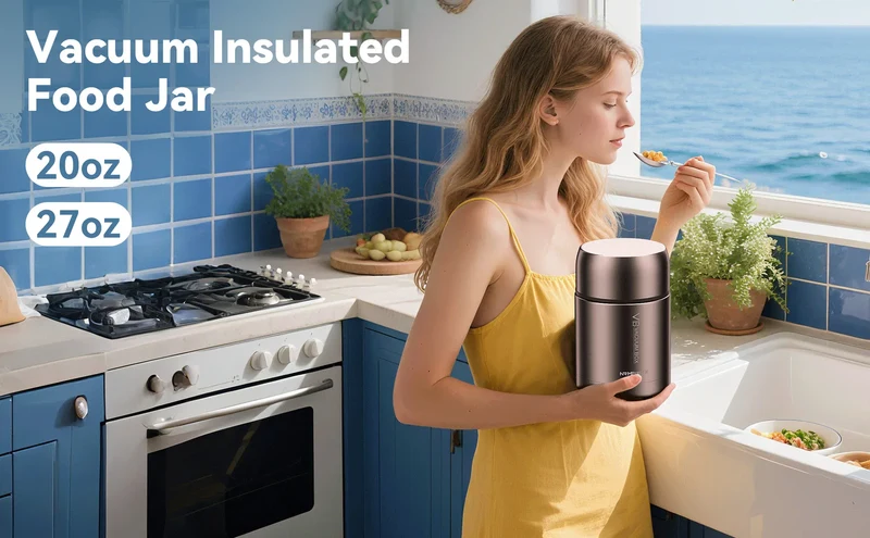 Thermos Alimentaire Isotherme Inox 316 - 16 h Chaud, 18 h Froid - 600 à 1200 ml