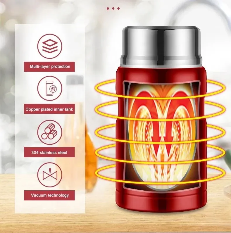 Thermos Alimentaire Inox 750ml | Conteneur Soupe avec Cuillère