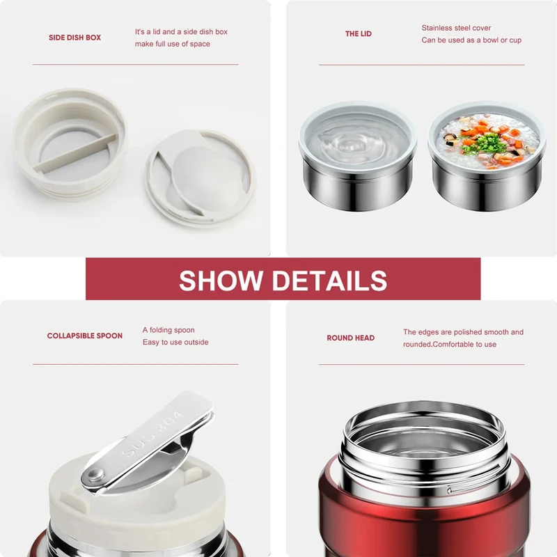 Thermos Alimentaire Inox 750ml | Conteneur Soupe avec Cuillère