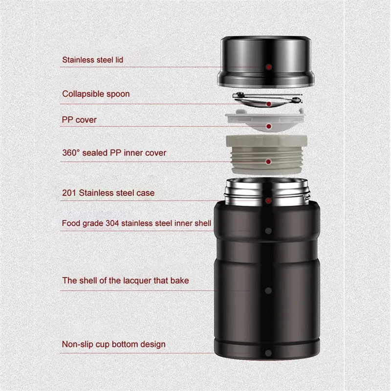 Thermos Alimentaire Inox 750ml | Conteneur Soupe avec Cuillère