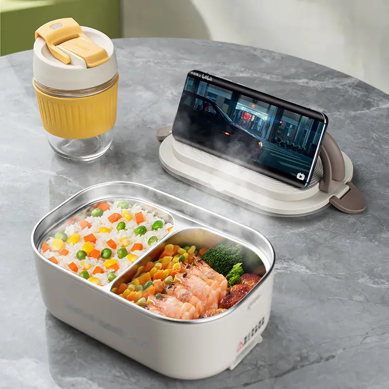 Lunch Box Chauffante Inox 1L 220V 18W | Boîte Chauffante Électrique