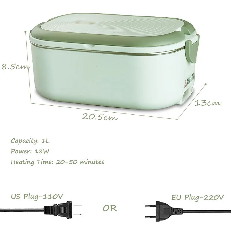 Lunch Box Chauffante Inox 1L 220V 18W | Boîte Chauffante Électrique