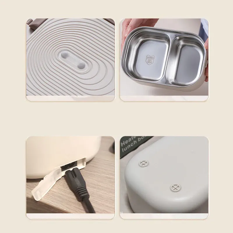 Lunch Box Chauffante Inox 1L 220V 18W | Boîte Chauffante Électrique