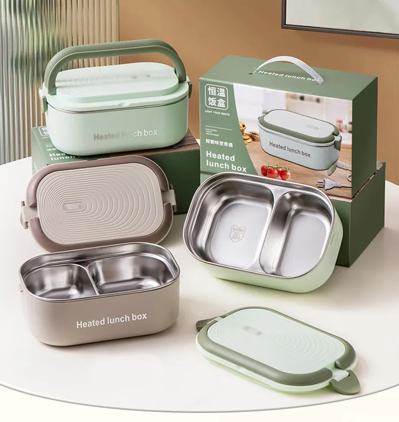 Lunch Box Chauffante Inox 1L 220V 18W | Boîte Chauffante Électrique