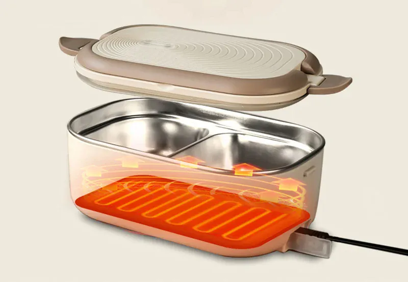 Lunch Box Chauffante Inox 1L 220V 18W | Boîte Chauffante Électrique