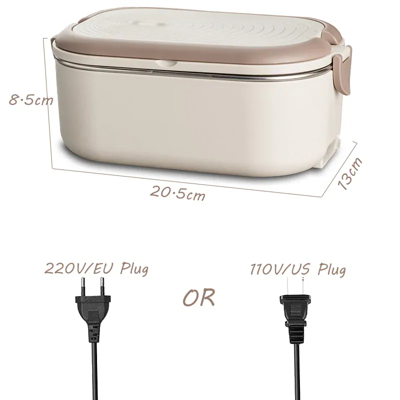 Lunch Box Chauffante Inox 1L 220V 18W | Boîte Chauffante Électrique