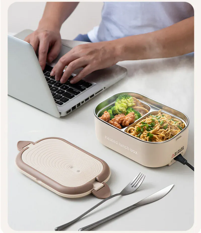 Lunch Box Chauffante Inox 1L 220V 18W | Boîte Chauffante Électrique