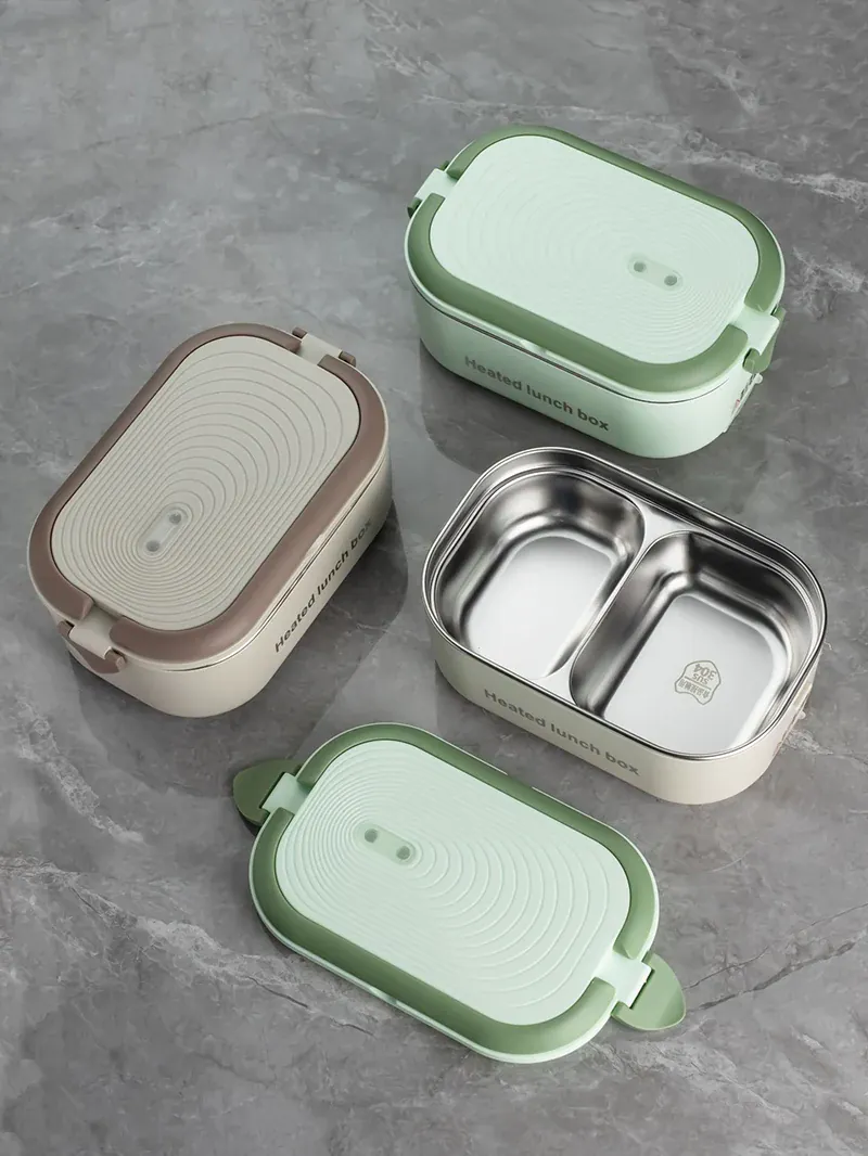 Lunch Box Chauffante Inox 1L 220V 18W | Boîte Chauffante Électrique