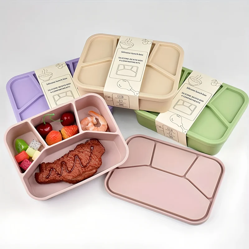 Bento Compartimenté Silicone Écologique | 4 Compartiments 700ml
