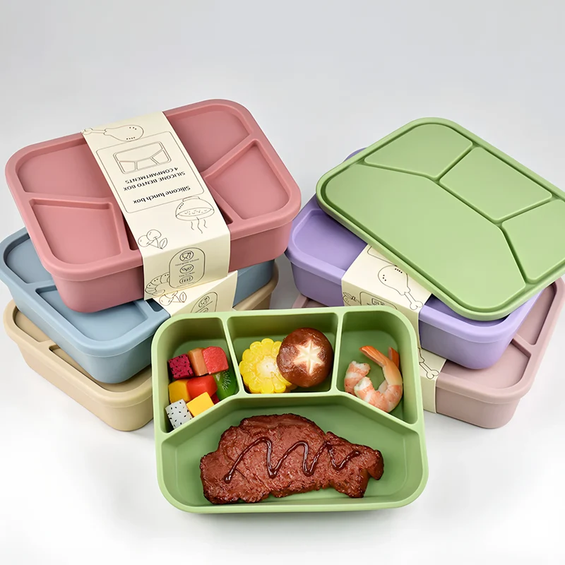 Bento Compartimenté Silicone Écologique | 4 Compartiments 700ml