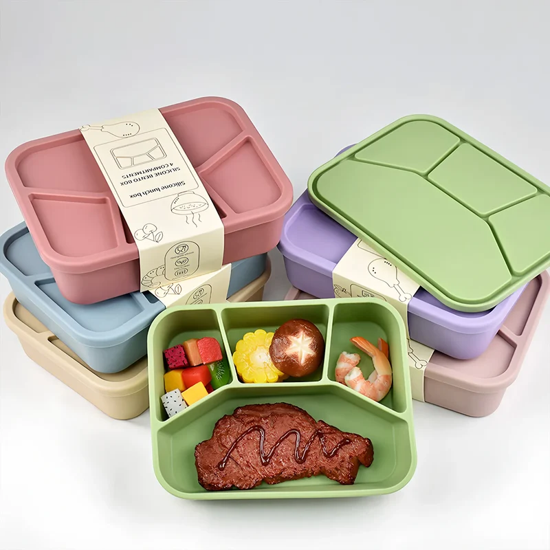 Bento Compartimenté Silicone Écologique | 4 Compartiments 700ml
