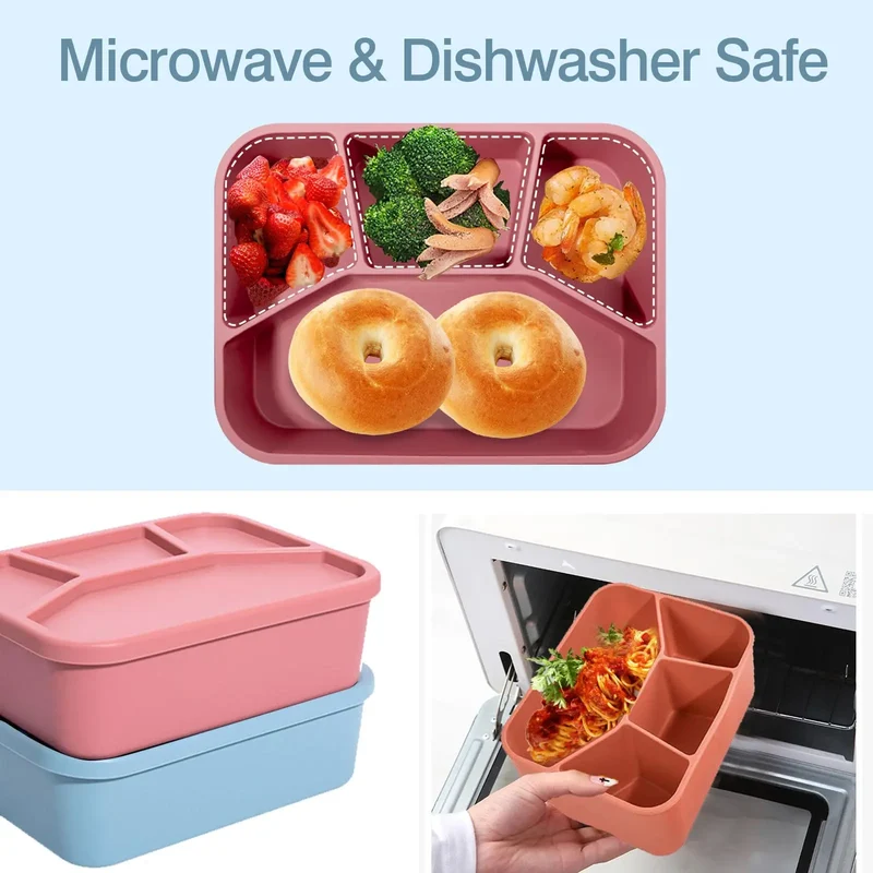 Bento Compartimenté Silicone Écologique | 4 Compartiments 700ml