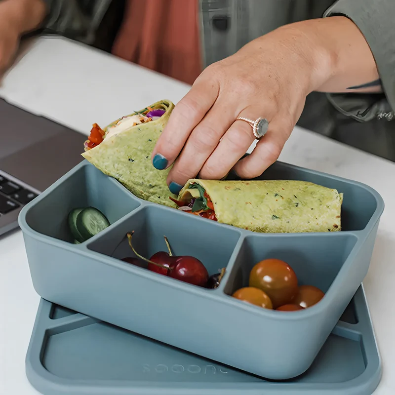 Bento Compartimenté Silicone Écologique | 4 Compartiments 700ml