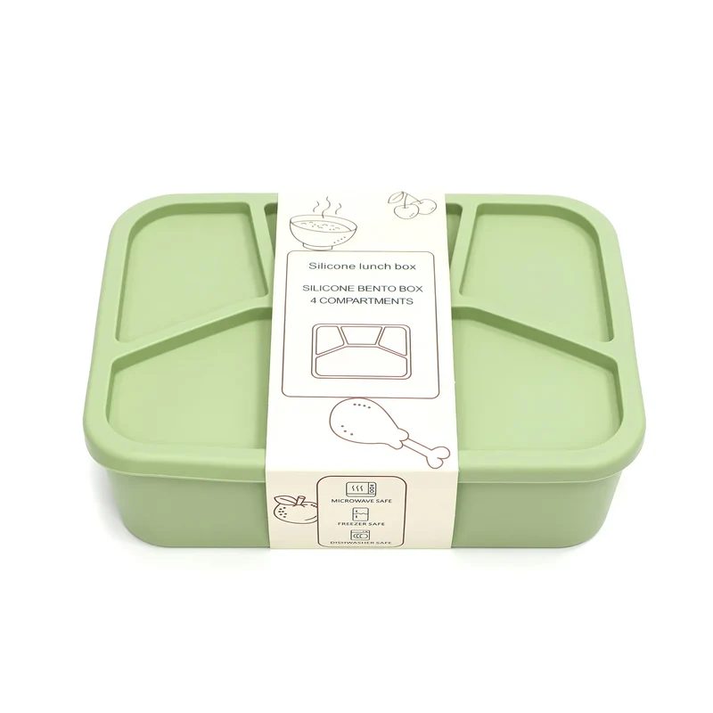 Bento Compartimenté Silicone Écologique | 4 Compartiments 700ml