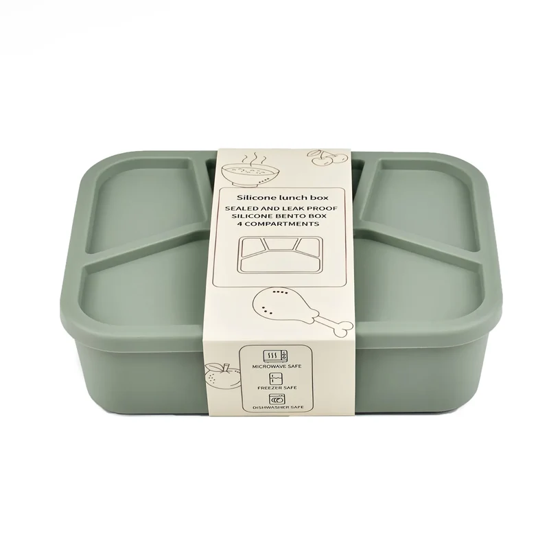 Bento Compartimenté Silicone Écologique | 4 Compartiments 700ml