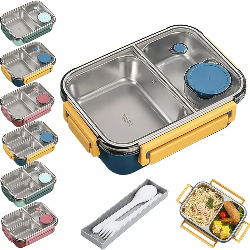 Lunch Box Inox 304 850 ml — 2 ou 3 Compartiments avec Pot à Soupe
