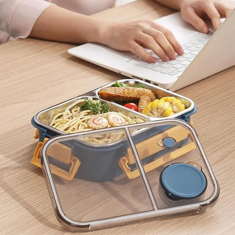 Lunch Box Inox 304 850 ml — 2 ou 3 Compartiments avec Pot à Soupe