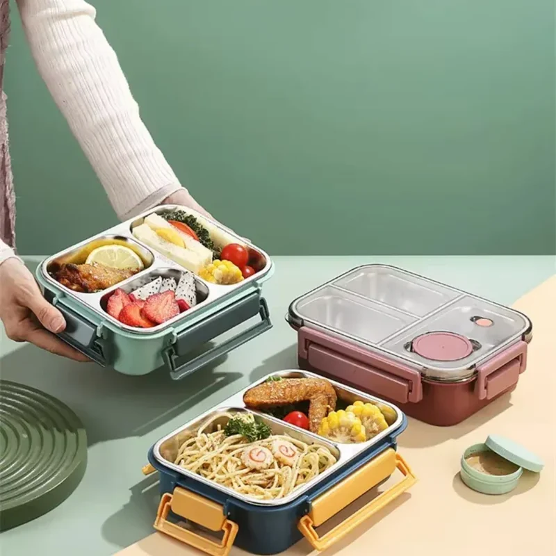 Lunch Box Inox 304 850 ml — 2 ou 3 Compartiments avec Pot à Soupe