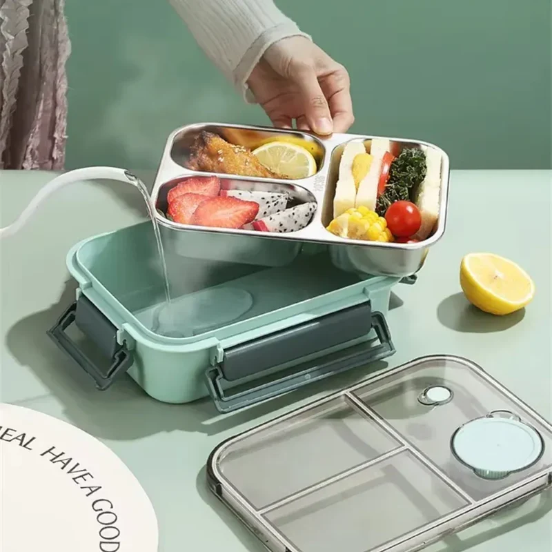Lunch Box Inox 304 850 ml — 2 ou 3 Compartiments avec Pot à Soupe
