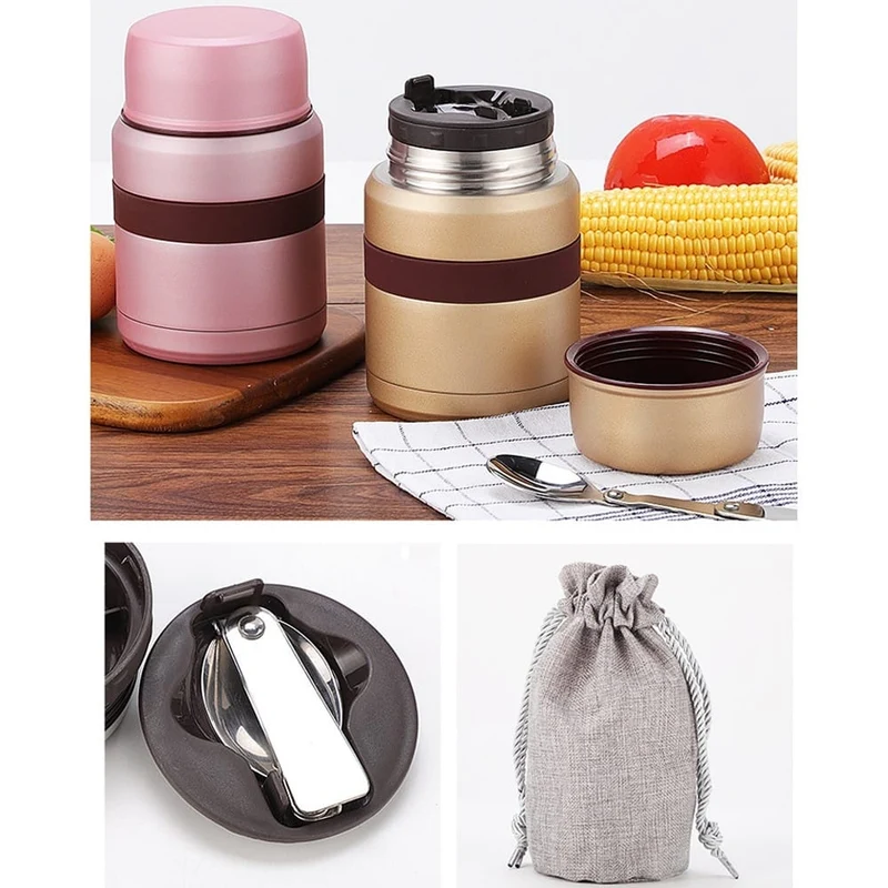 Thermos Alimentaire Isotherme 350ML500ML Inox avec Conteneurs