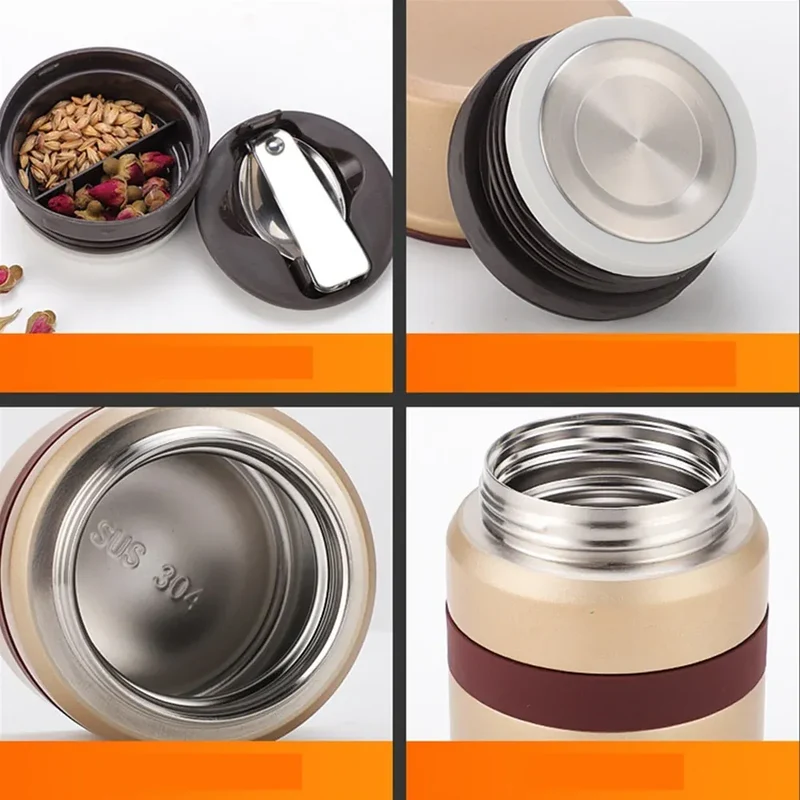 Thermos Alimentaire Isotherme 350ML500ML Inox avec Conteneurs