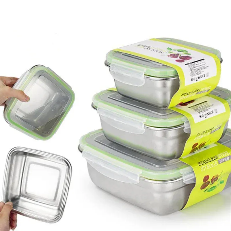 Boîtes Hermétiques en Inox - 400 à 1200ml - Lots de 1 à 3