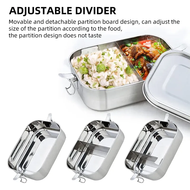 LunchBox Inox 850ml avec Compartiments Amovibles