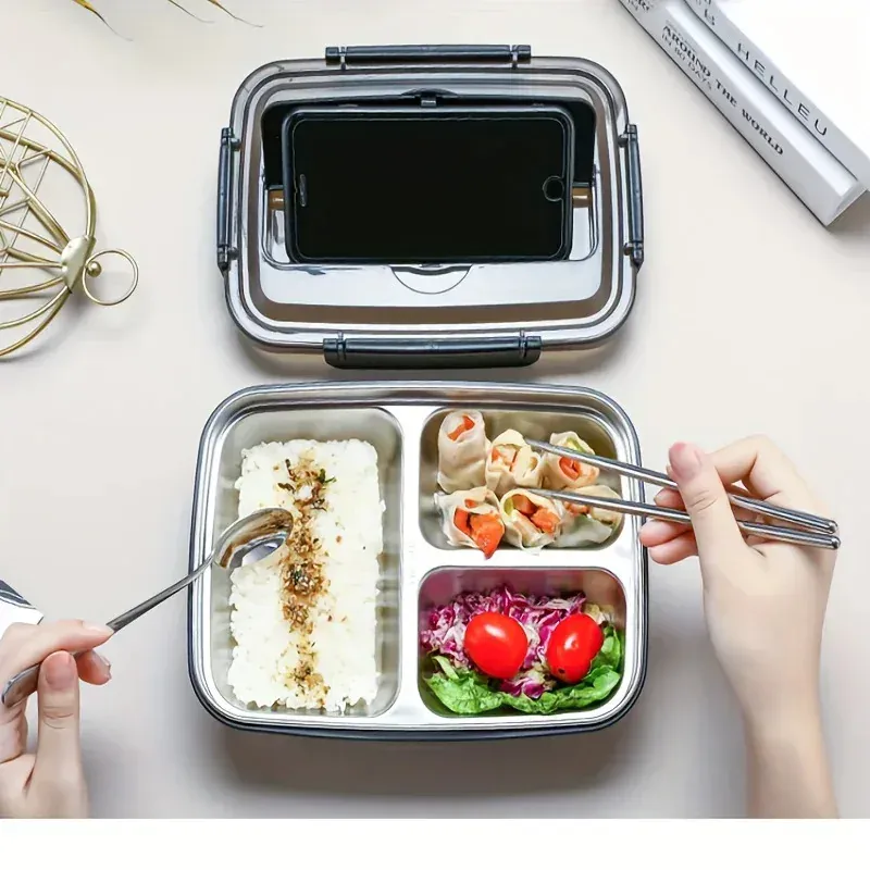 Bento Inox 3 Compartiments | Boîte Durable et Étanche 1,2L