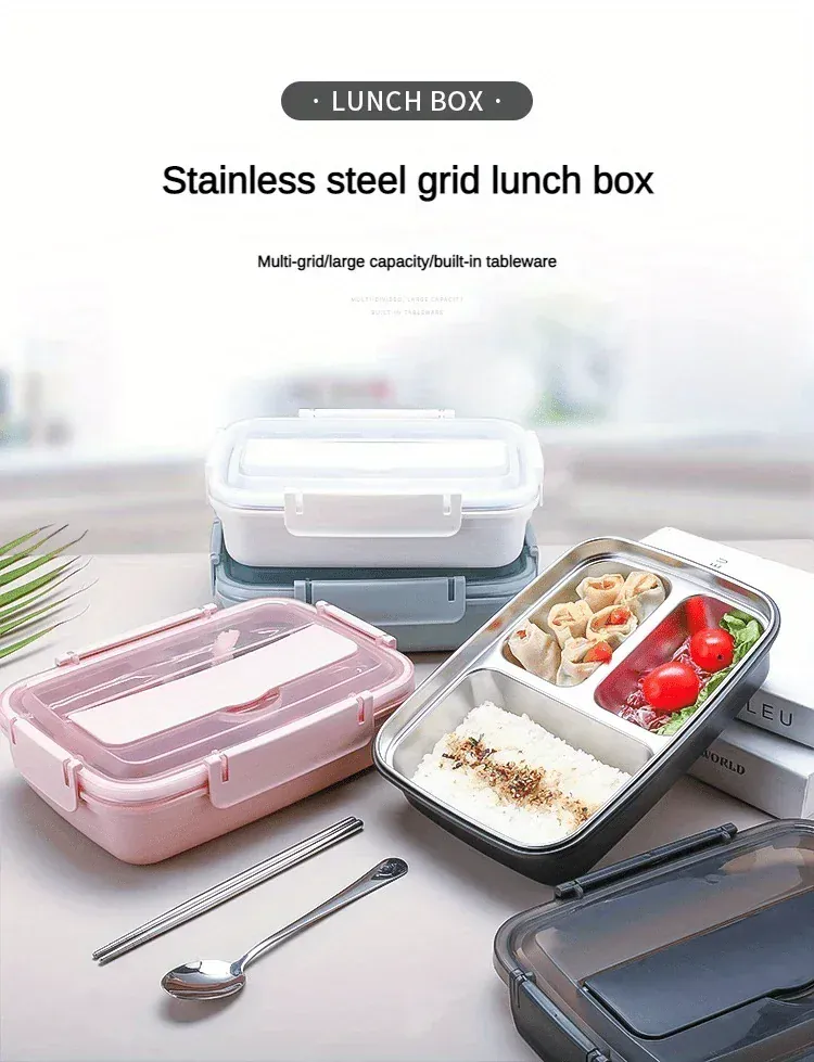 Bento Inox 3 Compartiments | Boîte Durable et Étanche 1,2L